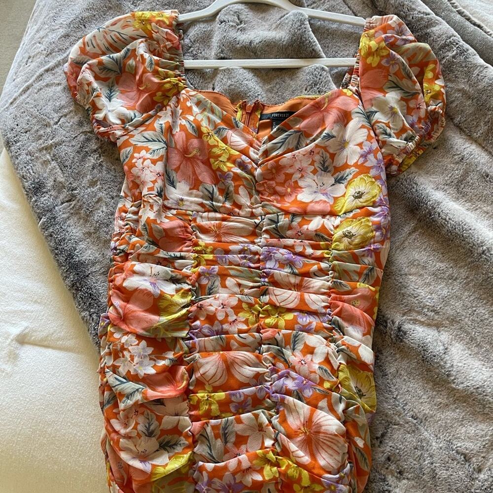 Orange floral dress